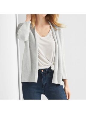 Gap Open Front V-Back Cotton Knit Grey Sweater Cardigan, size XS